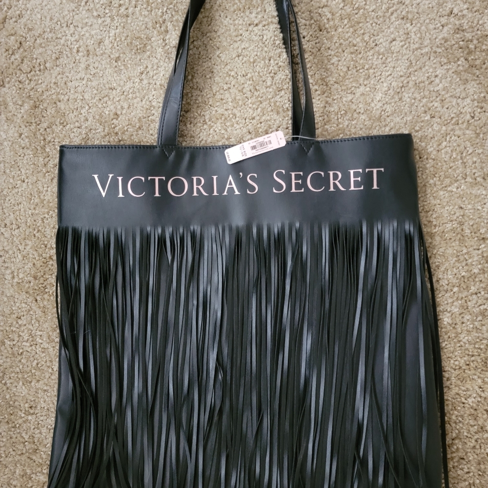 NWT Victoria's Secret Large Black Bag/Tote Fringes